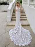 Runhufu Sleeveless Wedding Dress Romantic Lace Appliques Bridal Gown Elegant Fishtail Bridal Dress Vestidos De Novia