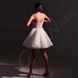 Runhufu Short Mini Wedding Dresses Sexy Sleeveless Bride Robes Sweetheart Back Lace Up Bridal Gowns Robe De Mari¨¦e