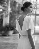 Runhufu Arrival Pants Suit Wedding Dresses 2024 Bridal Gowns Round Neck Bride Dress Short Sleeves Jumpsuit Lace Back Out