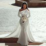 Runhufu Mermaid Satin Wedding Dresses For Bride Elegant Court Train Sexy Simple Beautiful Mopping Slimming Wedding Gowns 2024