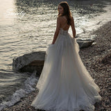 Runhufu Wedding Dress Organza With Embroidery Lace Backless Slit A Line Bride Dress V-neck Sexy Sleeveless Gowns Vestido De Novia
