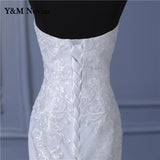 runhufu New Arabic Aso Ebi Vintage Lace Beaded Sequined Wedding Dresses Strapless Mermaid Bridal Dress Sexy Cheap Wedding Gowns