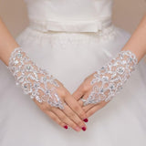 runhufu New Lace Bride Wedding Gloves High-end Hand Sewn Diamond Finger Wedding Gloves Wedding Accessories Mariage