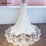 runhufu Mariage Boheme Chic Lace Mermaid Wedding Dress 2023 Elegant Bridal Country Lace Appliques Satin Bridal Gown robe de mariée