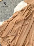 Runhufu 2024 Summer Mesh Split Sexy Dress Ladies Squre Neck Sheer Long Sleeves Transparent Ruched Slim Long Party Dress