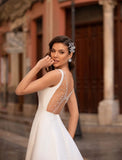 Runhufu Fascinating Wedding Dresses Slimming Round Neck Sleeveless Simple Sexy Open Back Gorgeous Satin Mopping Bridal Gowns