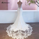 runhufu Mariage Boheme Chic Lace Mermaid Wedding Dress 2023 Elegant Bridal Country Lace Appliques Satin Bridal Gown robe de mariée