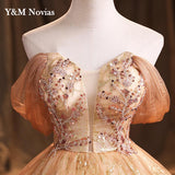 runhufu Novias Off Shoulder Giltter Quinceanera Dresses Ball Gown Tulle Flowers Formal Party Sweet 18 Vestidos Elegant Prom Dress