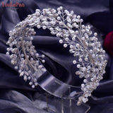 Runhufu HP446 Bridal Tiaras Crystal Pearl Headband Wedding Headwear Bride Hair Accessories Women Headpiece Pageant Head Jewelry