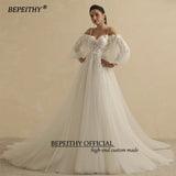 Runhufu Sweetheart Glitter A Line Wedding Dress For Women 2024 Bride Detachable Full Sleeves Elegant Bridal Party Gown Luxury