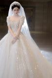runhufu Sleeve Beading Wedding Dress 2023 New Luxury Big Train Bride Dresses Tuller Ball Gown Wedding Dresses Vestido De Noiva