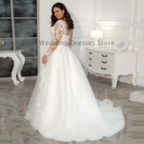 Runhufu Lace Wedding Dresses Plus Size Elegant Big Women's Long Sleeves Scoop A Line Tulle Bridal Gowns §ã§ӧѧէ֧ҧߧà§Ö §á§ݧѧä§î§Ö Robe De