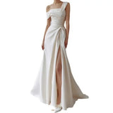 Runhufu Split Wedding Dresses For Women 2024 Newest Simple Long Bridal Dress Elegant Long Soft Satin Vestidos De Novia