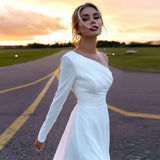 Runhufu Modern Wedding Dresses For Women Simple Bridal Gowns 2024 One Shoulder Chiffon Robes For Formal Party Vestidos De Novia