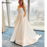 runhufu Satin Sweetheart Boho Wedding Dress 2023 Vestidos Civil Pleats Bridal Gown Custom Made trouwjurk Robe de mariee