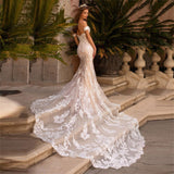 Runhufu Luxury Mermaid Backless Wedding Gowns for Bride Sweetheart Off Shoulder Sleeve Bride Wedding Dresses Court Train 2023
