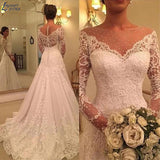 Runhufu NICEB Long Sleeve Applique Mermaid Wedding Dresses Vintage Romantic Vestidos De Noiva Mariage Elegant Lace Robe De Mariée