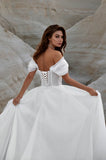 Runhufu Elegant A-Line Wedding Dresses Short Sleeve Pearls Beach Bride Dress Bridal Gowns vestidos de fiesta elegantes 2024