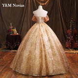 runhufu Novias Off Shoulder Giltter Quinceanera Dresses Ball Gown Tulle Flowers Formal Party Sweet 18 Vestidos Elegant Prom Dress