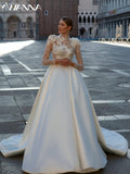 Runhufu High Collar Wedding Dress Sparkly Sequins Beads Bride Robe 2024 Elegant A-line Appiliques Long Bridal Gown Robe De Mari¨¦e