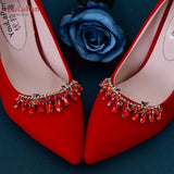 Runhufu HX39 2pcs Rhinestones High Heel Buckle Decoration Women Bride Shoes Clips Charm Wedding Shoes Buckle Shoe Crystal Clip