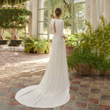 Runhufu Arrival Classic Wedding Dresses 2024 Bohomian Front Slit Bridal Gowns 3/4 Sleeves Bride Dress V Neckline Wedding Gowns White