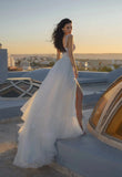Runhufu Tulle Wedding Dresses For Women Elegant Bridal Gowns Sleeveless Side Slit Sexy Robes For Formal Party Vestidos De Novia