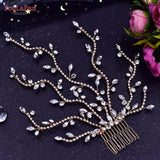 Runhufu HP481 Crystal Wedding Comb Bridal Hair Clips Headdress Bridesmaid Women Headpiece with Comb Prom Hair Ornament Headwear