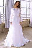 Runhufu Chiffon Beach Wedding Gowns 2024 Vestidos Civil Women Boho Wedding Dresses Long Sleeves New In Classic Bride Gowns