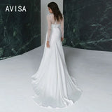Runhufu Wedding Dresses 2023 O-Neck Bridal Gowns Button A-line Puffy Sleeves Robe De Mariage Vestido De Novia Floor-Length