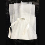 Runhufu Made Simple White Wedding Veils For Women Wedding Two Layers Ivory Short Tulle Bridal Veil with Bow Wedding Accessories