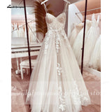 Runhufu Lace Wedding Dress Bridal Robe 2024 Vestido Spaghetti Straps Chapel Train Champagne Tulle Wedding Gown Lakshmigown