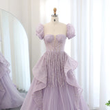 Runhufu Said Elegant Lilac Saudi Arabia Evening Dress for Wedding 2024 Luxury Dubai Long Women Engagement Party Prom Gowns SS452