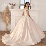 Runhufu Wedding Dress Vintage With Organza Ball Gown Boat Neck Sleeveless Lace Bride Gowns Appliques Back Lace Uprobes De Mariée