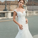 Runhufu Lace Sweetheart Wedding Gown Mermaid 2023 Sexy Illusion Applique Bride Dress For Women Button Pleats Vestido De Novia