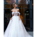 Runhufu Women's Elegant Wedding Dresses Sexy Off Shoulder Sleeveless A Series Bridal Gowns Vestidos De Novia 2023 Robe Mariée