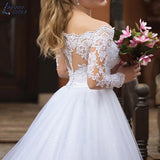 Runhufu Off Shoulder Wedding Dresses Appliques Long Sleeve Bridal Gowns Vintage Vestidos De Noiva Mariage Plus Size Custom Made