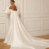 Runhufu Ivory Mermaid Wedding Dresses 2023 Sweetheart Satin Bridal Gowns Boho Beach Detachable Train Wedding Prom Gowns Custom Size