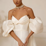 Runhufu Ivory Mermaid Wedding Dresses 2023 Sweetheart Satin Bridal Gowns Boho Beach Detachable Train Wedding Prom Gowns Custom Size