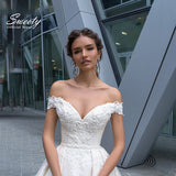 Runhufu Dress With Crystal Off The Shoulder Tulle With Embroidery Robe Mariée Satin Sweetheart Sleeveless Bride Back Zipper