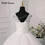 runhufu Novias Fashion Simple White Ivory Wedding Dresses Plus Size Diamond sequin Beading Lace Edge Train Dresses For Brides Gowns