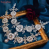 Runhufu HP440 Shiny Wedding Headband Forehead Bridal Crown Water Drop Rhinestone Head Tiara Flower Women Headdresses Gift