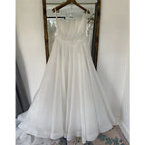 Runhufu Design Boat Neck Detachable Puff Sleeve Pleats A-Line Wedding Dresses Bridal Gowns Vestido De Noiva Custom Made