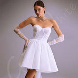 Runhufu Sweetheart Short Wedding Dresses Mini Sleeveless Dress A-Line Bridal Gowns Robes Vintage Lace Up Vestidos De Novia