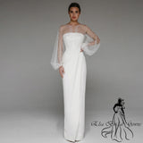 Runhufu Wedding Dresses 2024 New Arrivals O-Neck Full Sleeves Long Bride Dress Pearls Tulle Illusion Sexy Elegant Party Gowns