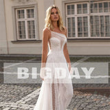 Runhufu A-Line Wedding Dress Women 2024 White Open Back Sequin One Shoulder Spakly Side Split Bridal Gown Vestidos De Noiva Bead