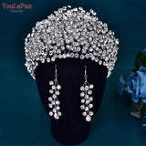 Runhufu HP376 Fashion Bridal Hair Accessories Crystal Headpiece For Women Tiara Wedding Crown Eew Set Rhinestone Bride Headband