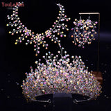 Runhufu HP193P-C Trendy Bridal Hair Hoop Colorful Rhinestone Wedding Crown Handmade Bride Tiara Hair Accessories Woman Headband