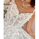 runhufu Boho Wedding Dress Lace Applqiues Floral Beading Backless Spaghetti Straps Bridal Gowns estido de noiva praiano