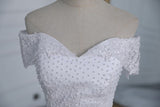 runhufu Shoulder Appliqes Pearls Wedding Dress Plus Size Vestido De Noiva 2023 Long Train Bridal Dresses Gowns Tulle Mariage